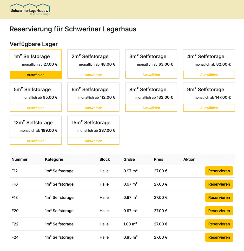 Boxen-Reservierung-Preise