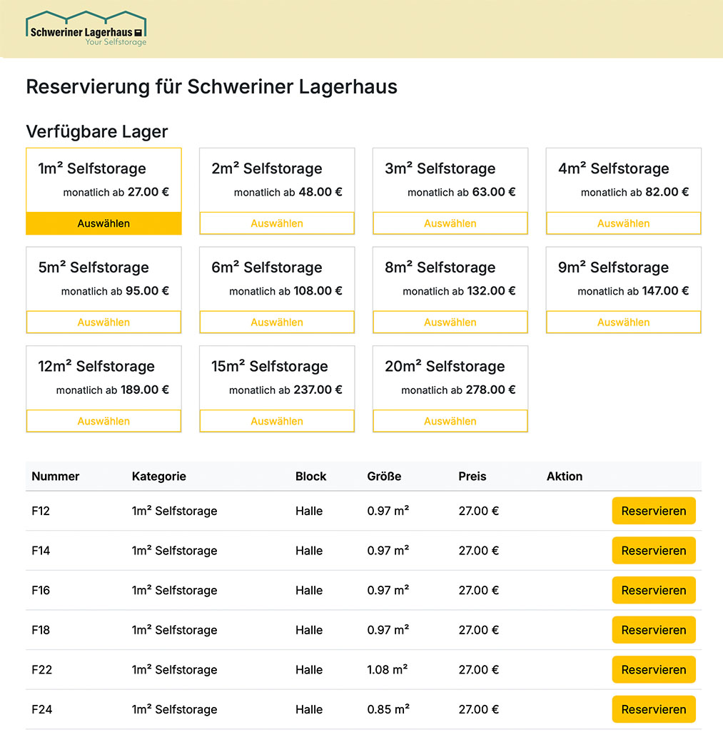 Boxen-Reservierung-Preise